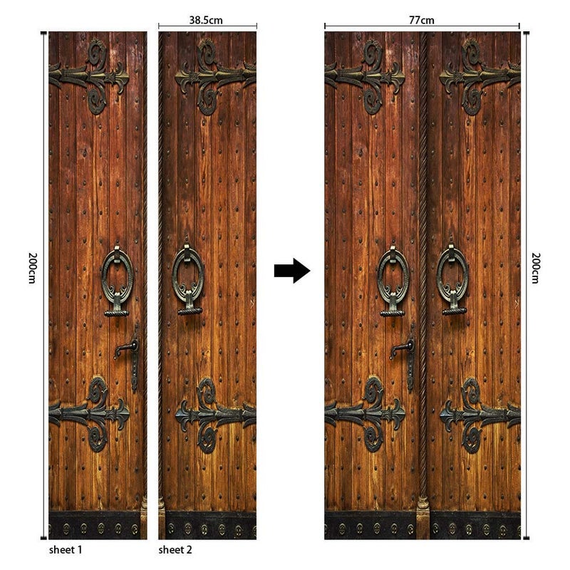 COLORSPRING 3D Classic Old Wood Door Decal Stickers Peel and Stick, Door Mural Cover Removable Self-Adhesive Wallpaper for Home DÃ©cor (MT-033) - Image 2